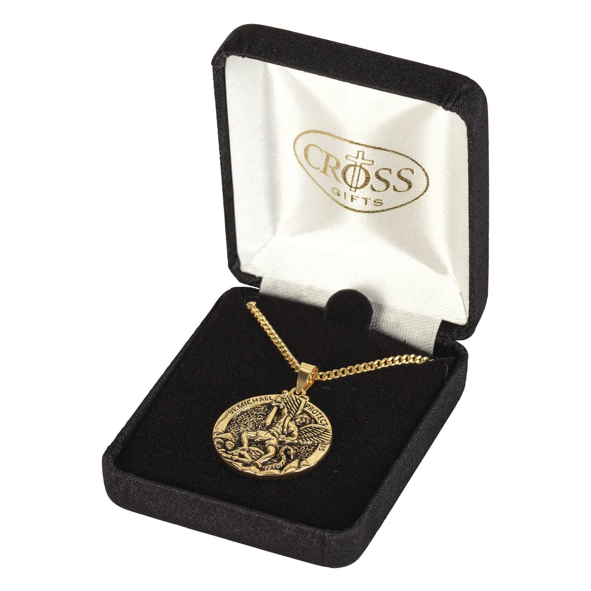ST MICHAEL MEDAL GOLD PLATE 24" CHAIN