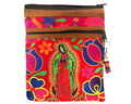 Embroidered Guadalupe Leather Crossbody Purse Passport Bag
