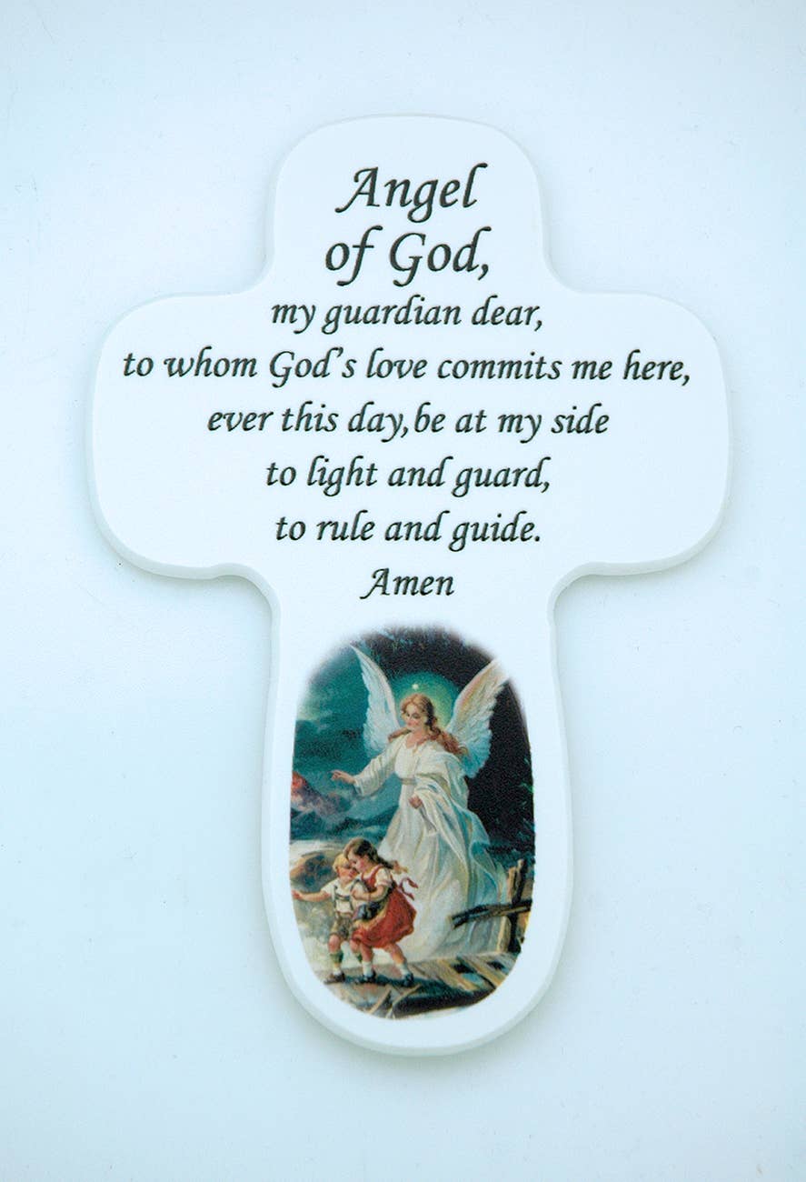 Italian Angel Guardian Wall Cross Accent