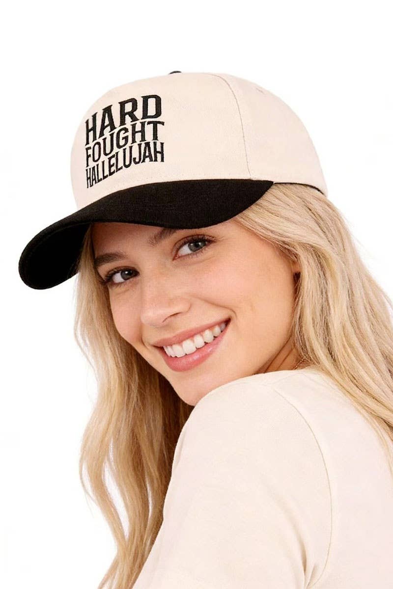 Embroidered Hard Fought Hallelujah Two Tone Cotton Hat