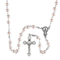 Rosary Glass Pearl Bead Silver Plate 18L