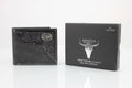 Genuine Leather Bison Bifold Wallet - Oil Pull Up Kneeling Cowboy Concho