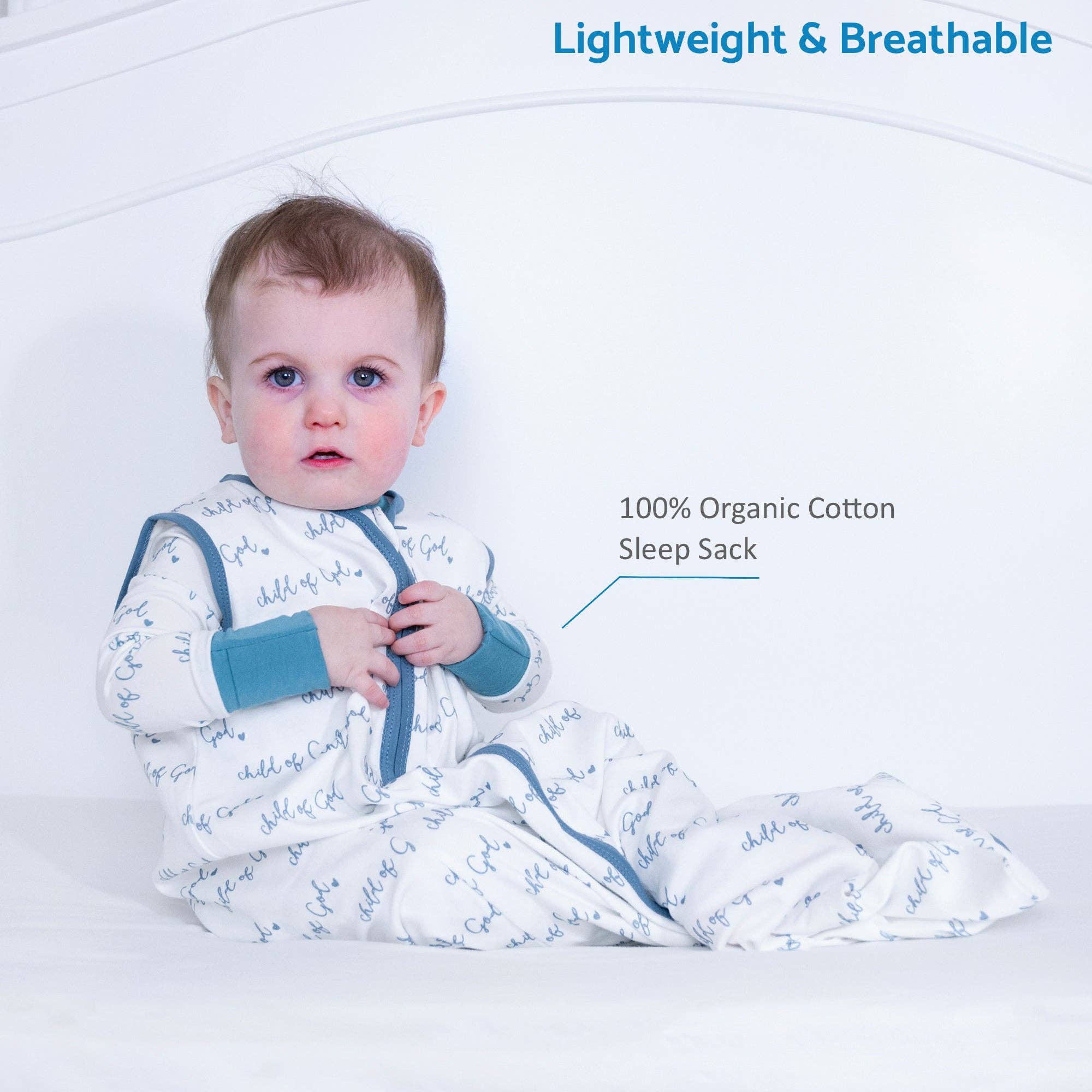 Organic Cotton Sleep Sack 0.5 TOG Blue Child of God