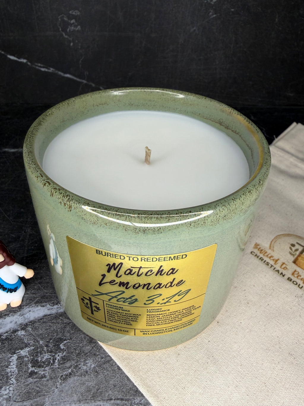 Bible Verse Matcha Lemonade Candle - Acts 3:19 - 10 oz - Premium USA Ingredients