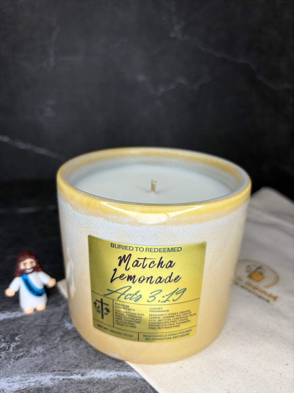 Bible Verse Matcha Lemonade Candle - Acts 3:19 - 10 oz - Premium USA Ingredients