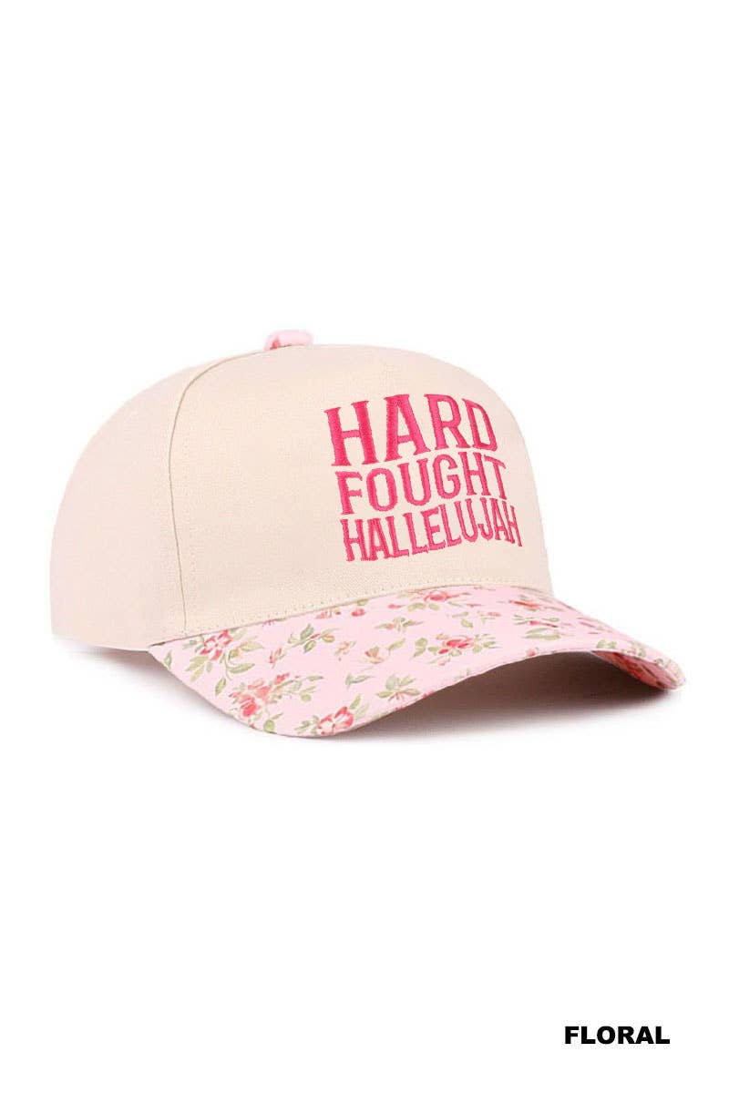 Embroidered Hard Fought Hallelujah Two Tone Cotton Hat