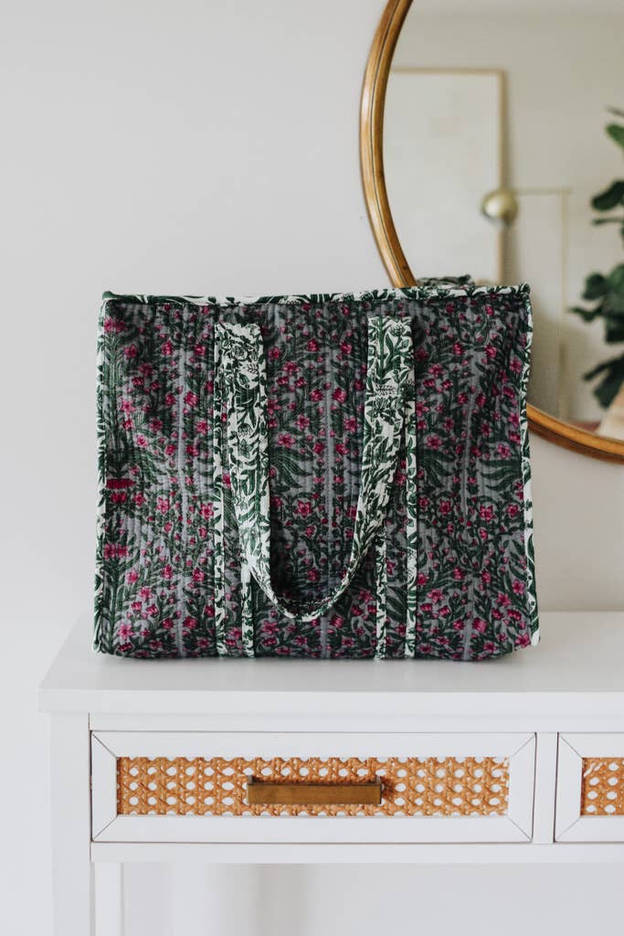 Moss and Petal Quilted Market Bag