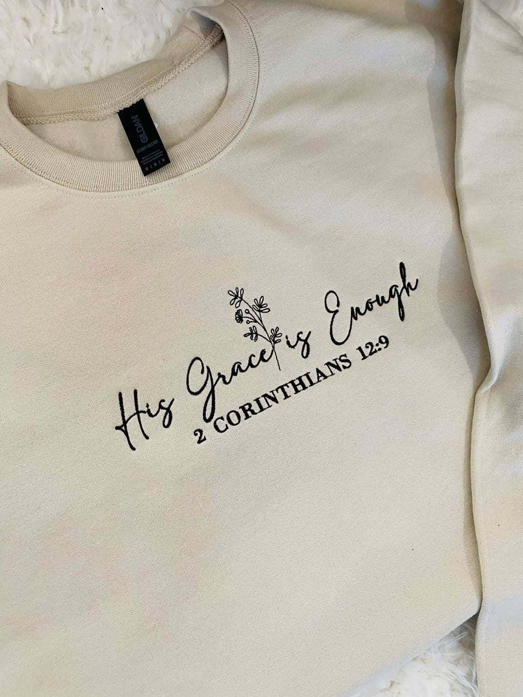 His Grace is Enough Embroidered Sweatshirt