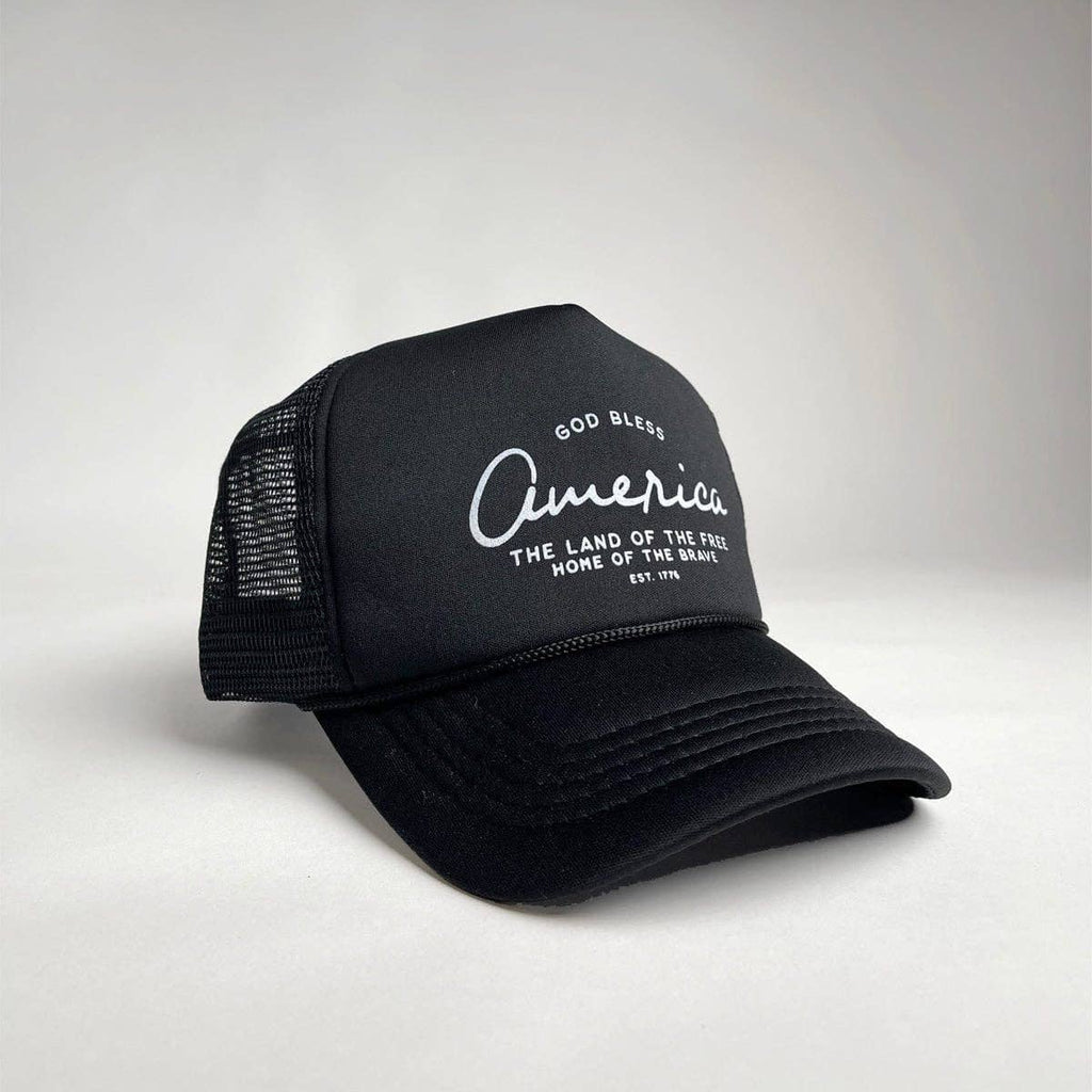 'God Bless' Trucker Hat- Black