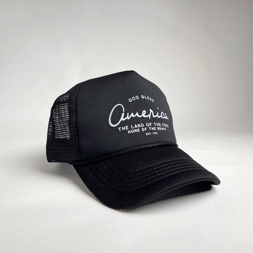 'God Bless' Trucker Hat- Black