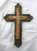 Handcrafted Mexican Blue Wall Cross Accent