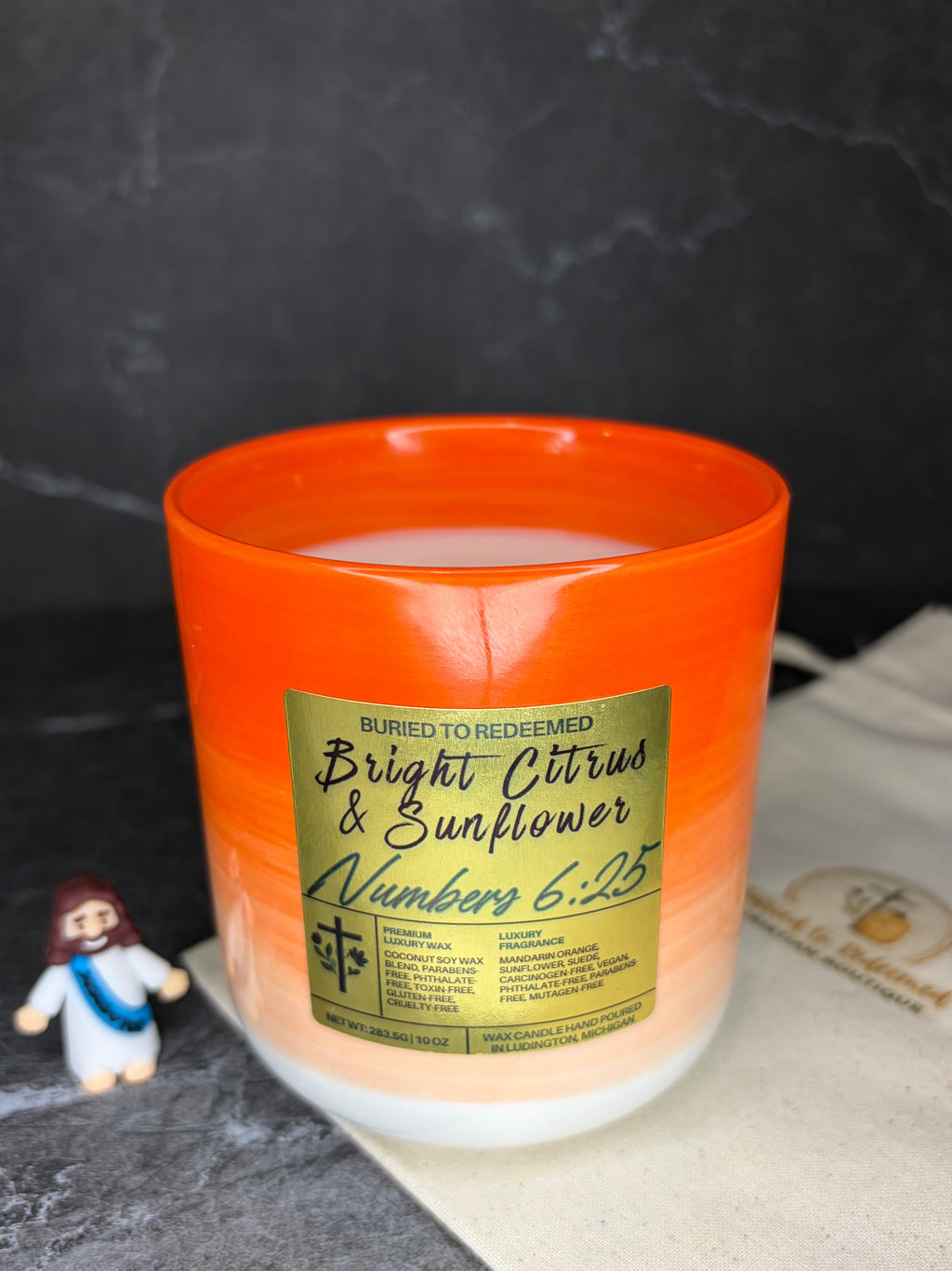 Bible Verse Bright Citrus & Sunflower Candle - Numbers 6:25 - 10 oz - Premium USA Ingredients