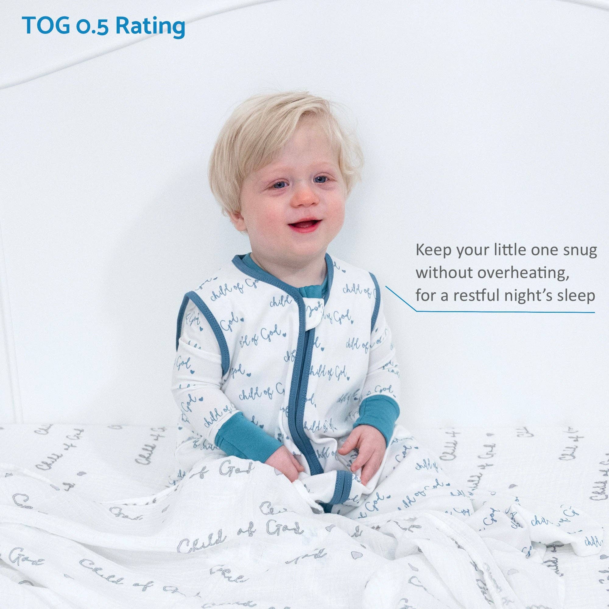Organic Cotton Sleep Sack 0.5 TOG Blue Child of God