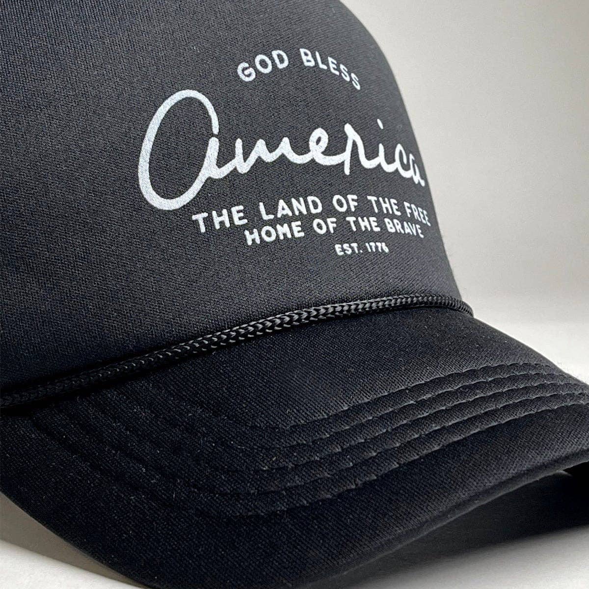 'God Bless' Trucker Hat- Black