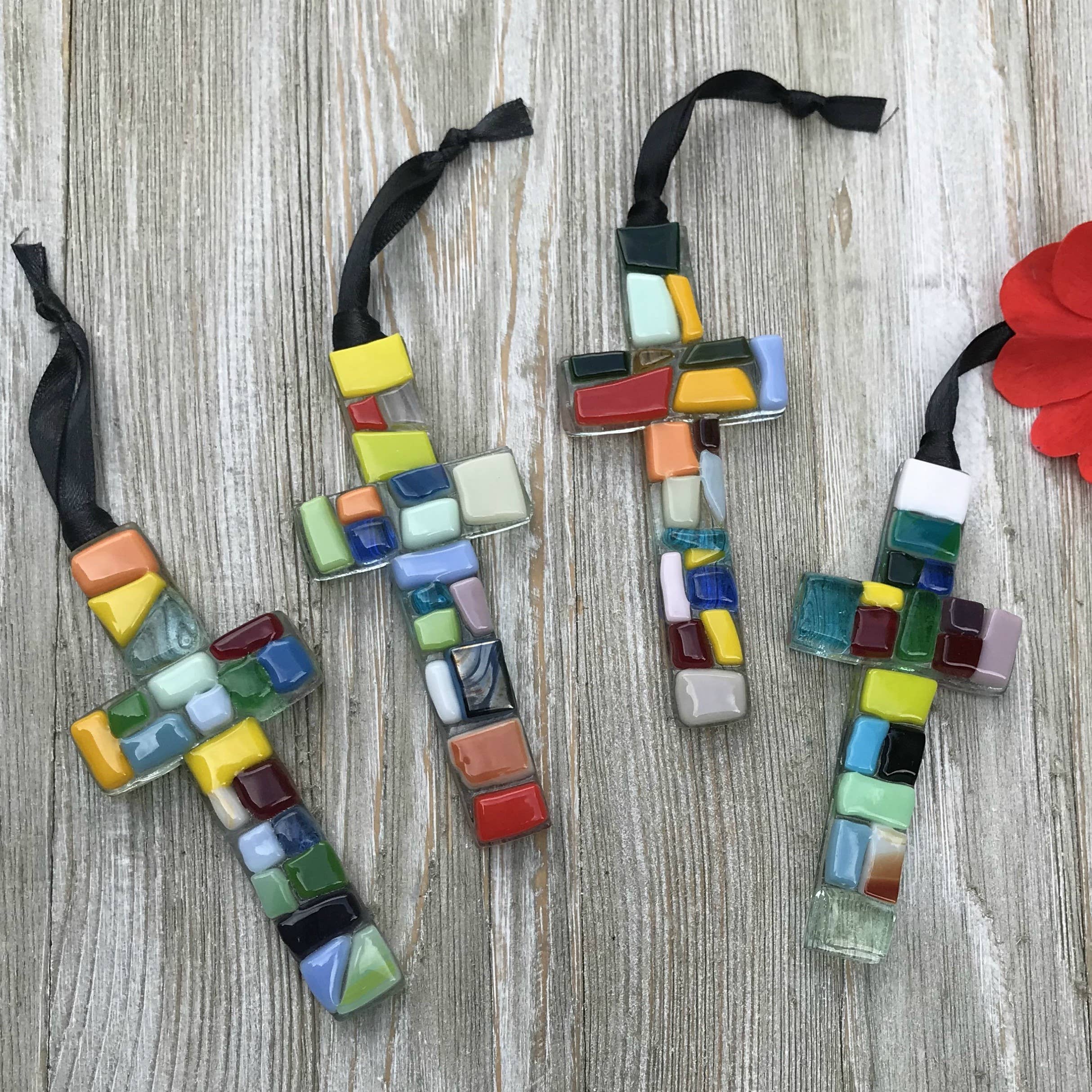 Baptized Cross for Child or Adult: USA Handmade Glass
