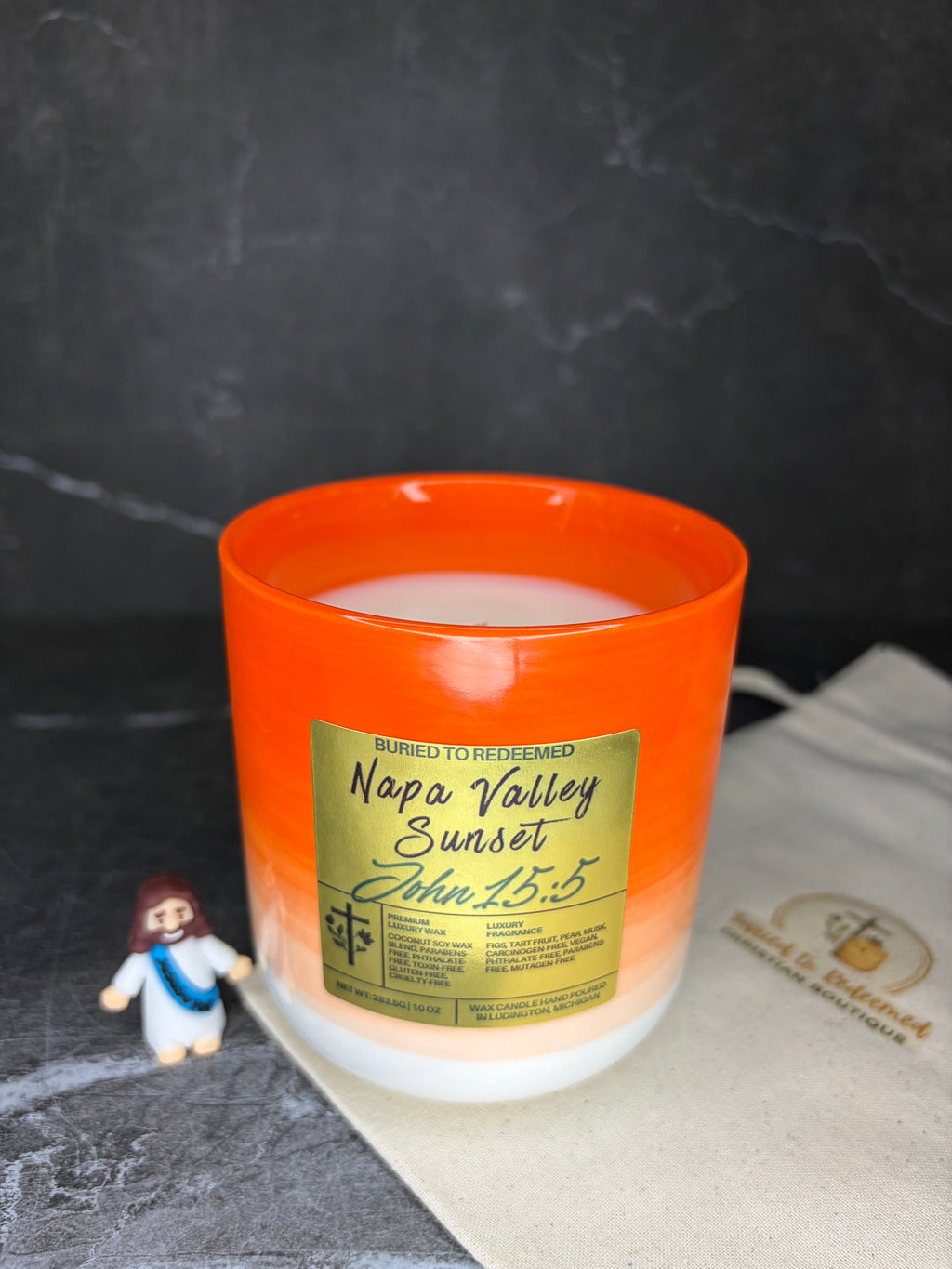 Bible Verse Napa Valley Sunset Candle -John 15:5 - 10 oz - Premium USA Ingredients