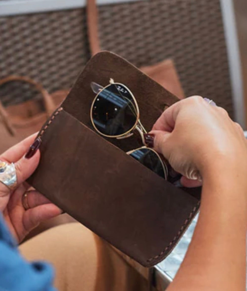 Genuine Leather Sunglass Case Supporting Leather Work in Haiti