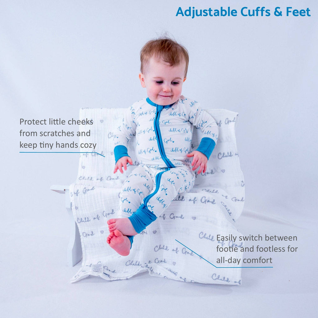 Bamboo Baby Convertible Zipper Pajama Blue Child of God