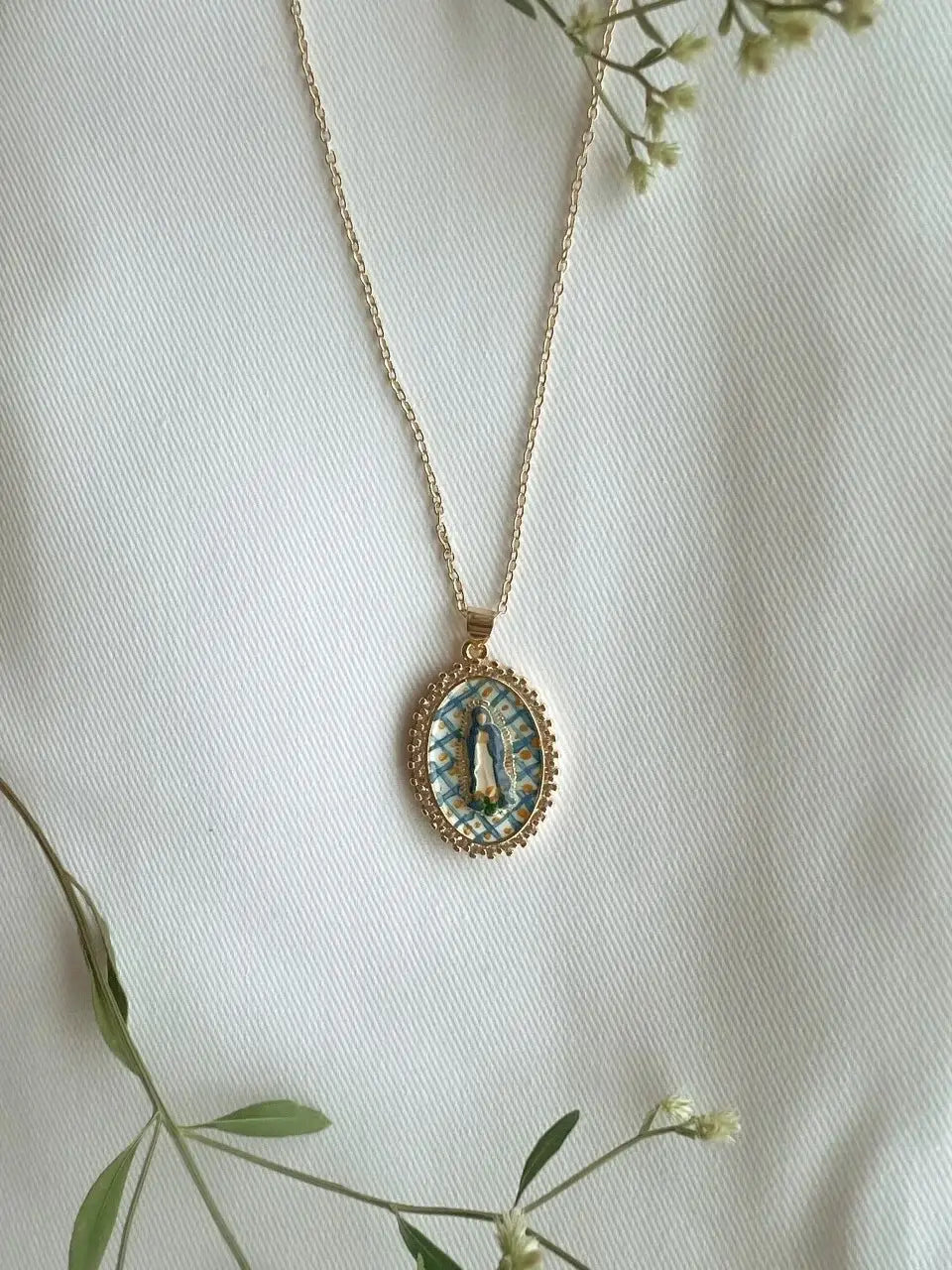 Mary in Gingham Necklace