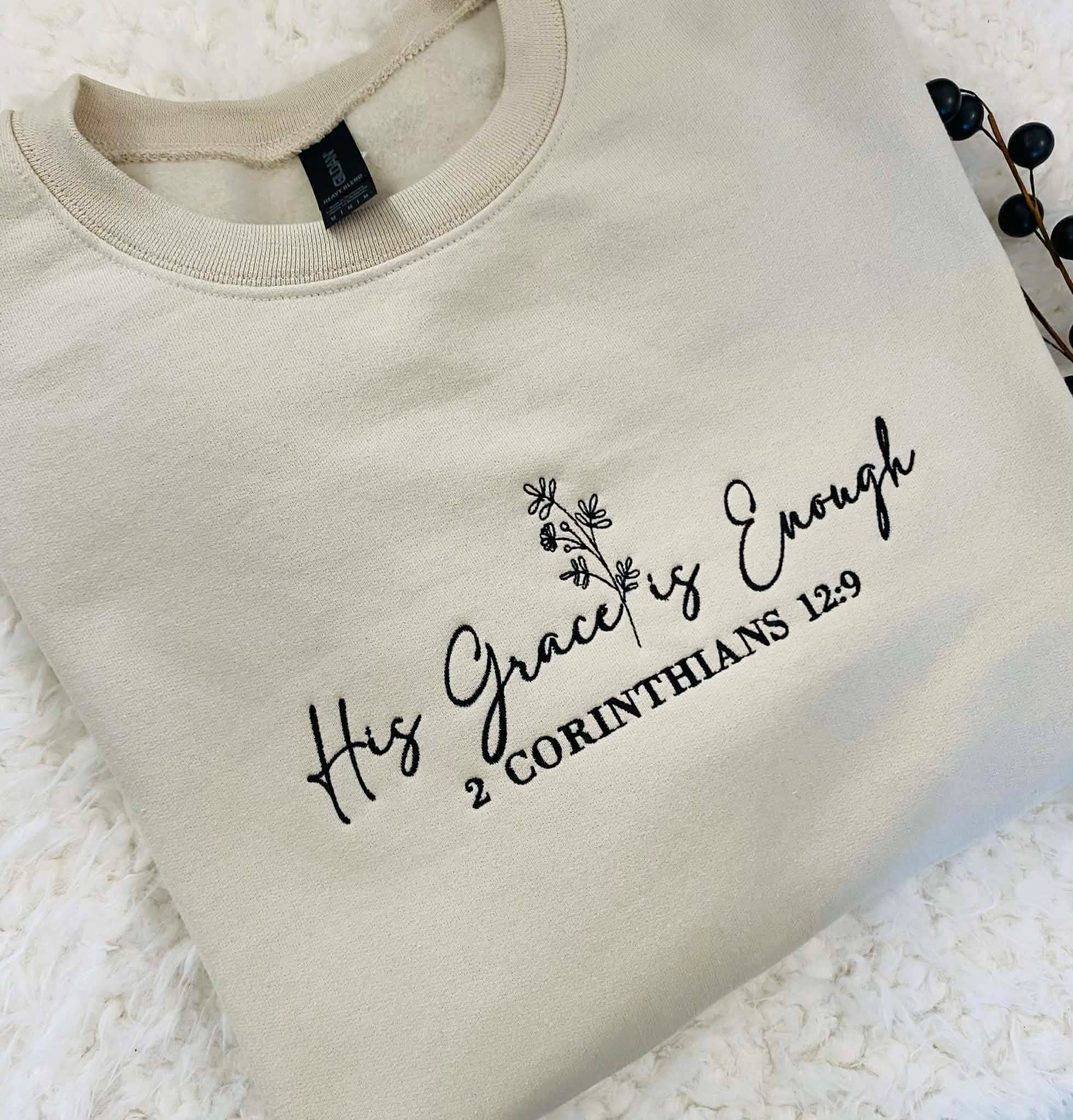 His Grace is Enough Embroidered Sweatshirt