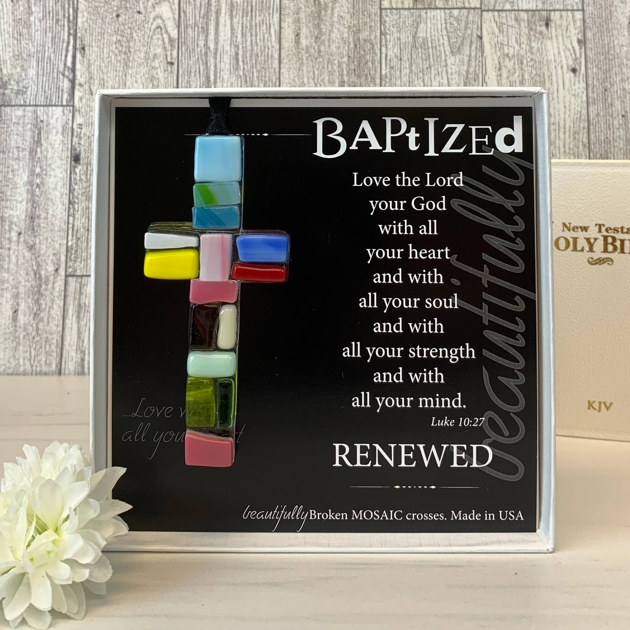 Baptized Cross for Child or Adult: USA Handmade Glass