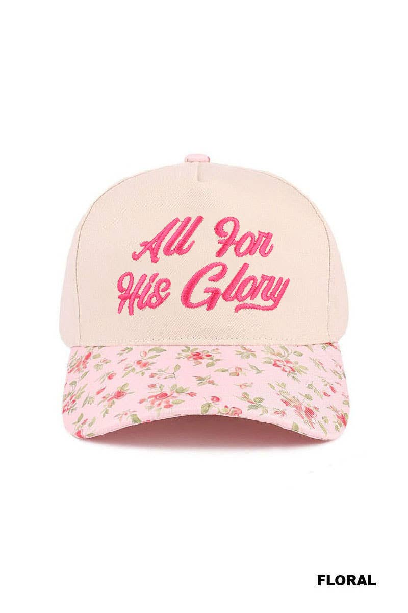 Embroidered All For His Glory Two Tone Cotton Hat