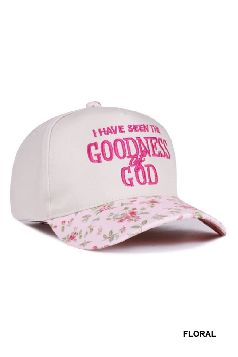 I Have Seen the Goodness of God Floral Brim Women's Hat