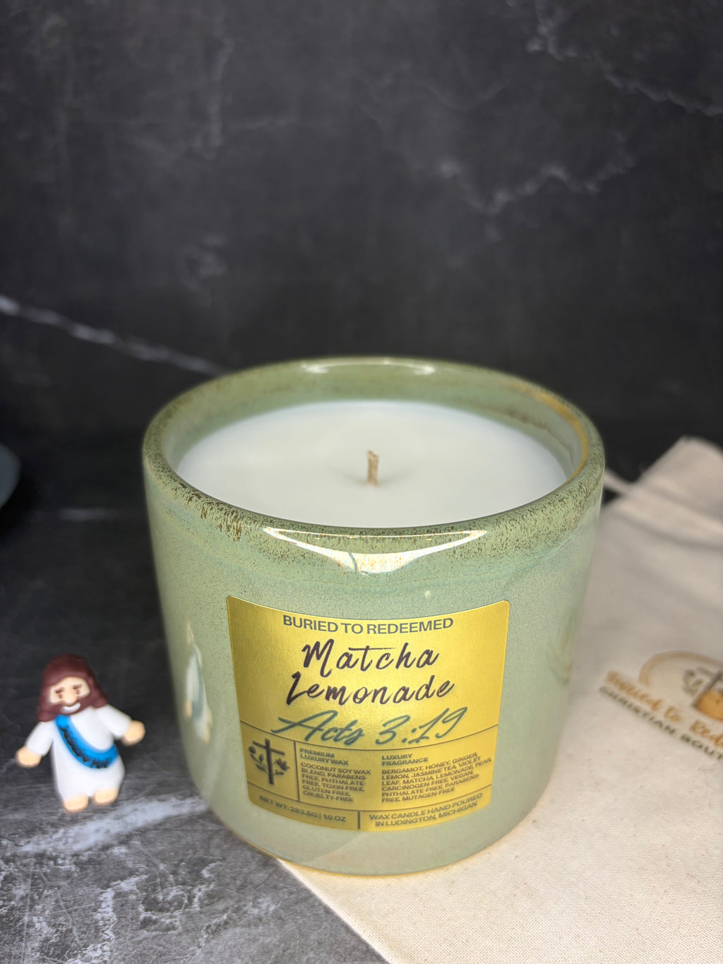 Bible Verse Matcha Lemonade Candle - Acts 3:19 - 10 oz - Premium USA Ingredients