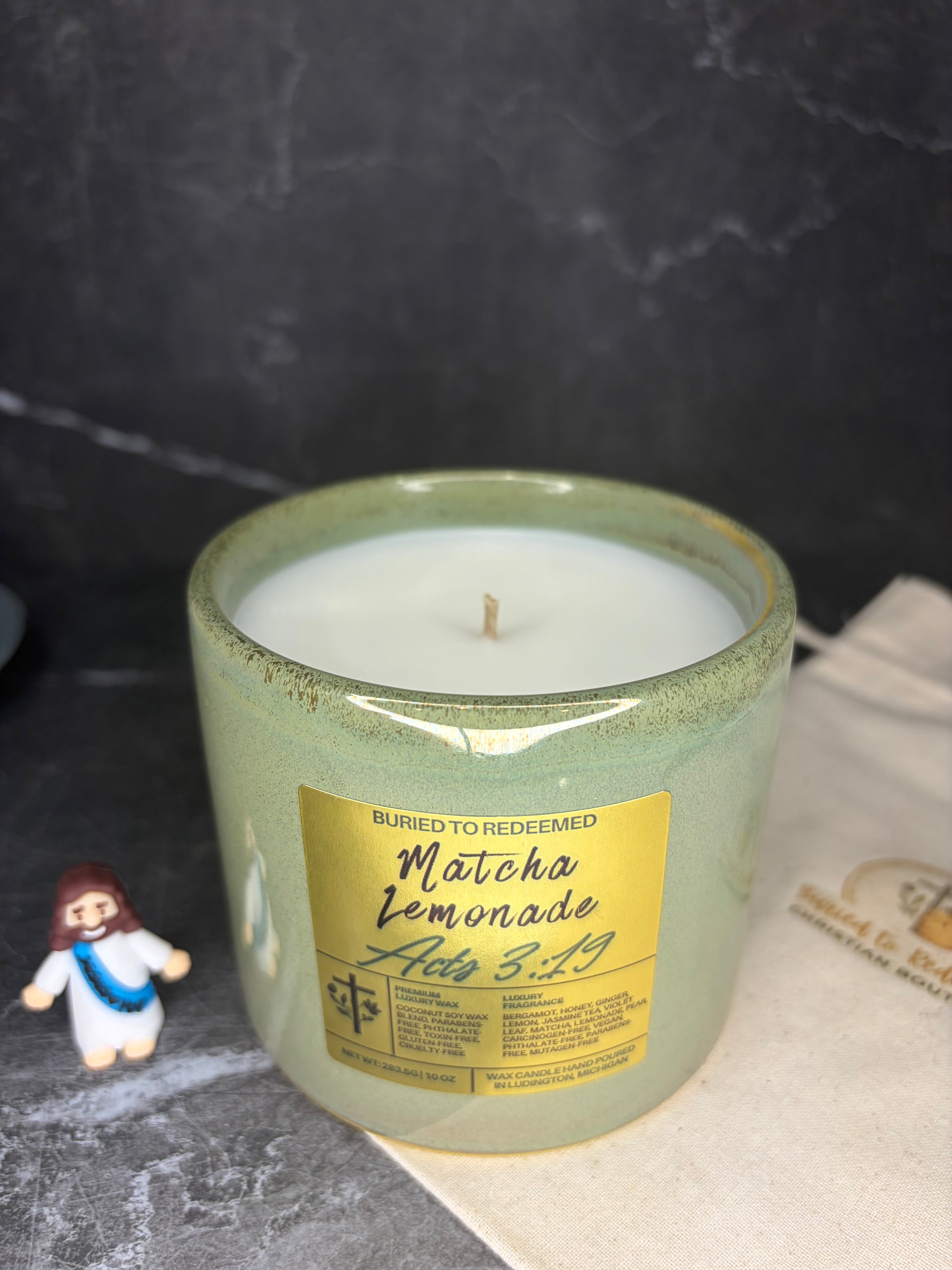 Bible Verse Matcha Lemonade Candle - Acts 3:19 - 10 oz - Premium USA Ingredients