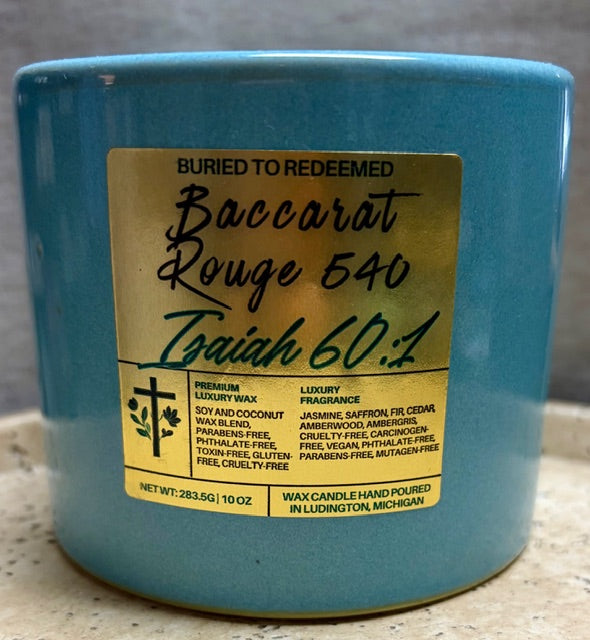 Bible Verse Baccarat Rouge 540 Candle - Isaiah 60:1 - 10 oz - Premium USA Ingredients