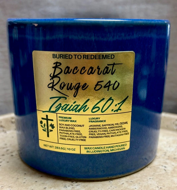 Bible Verse Baccarat Rouge 540 Candle - Isaiah 60:1 - 10 oz - Premium USA Ingredients