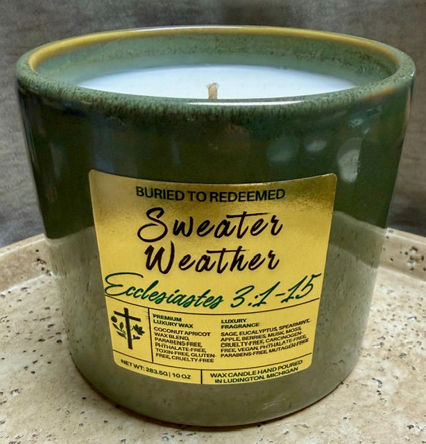 Bible Verse Sweater Weather Candle - Ecclesiastes 3:1-15 - 10 oz - Premium USA Ingredients