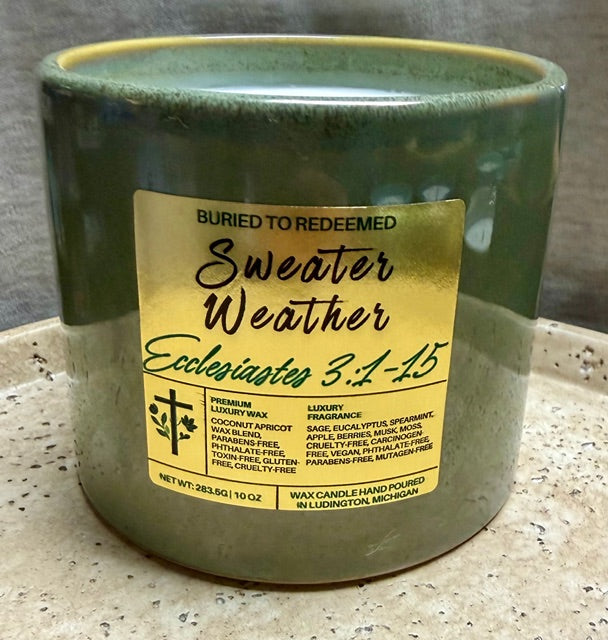 Bible Verse Sweater Weather Candle - Ecclesiastes 3:1-15 - 10 oz - Premium USA Ingredients