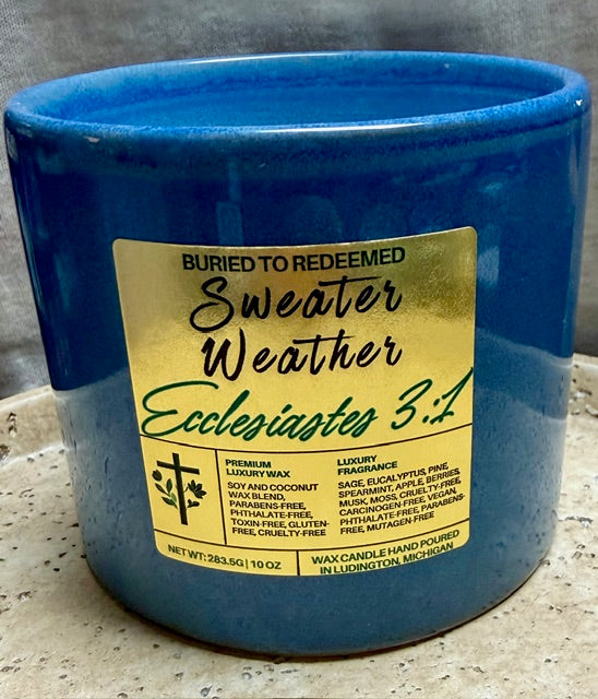 Bible Verse Sweater Weather Candle - Ecclesiastes 3:1-15 - 10 oz - Premium USA Ingredients