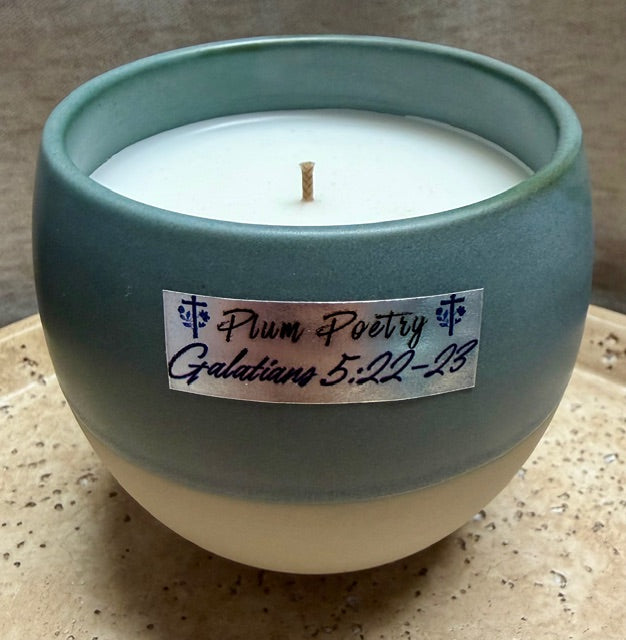 LIMITED EDITION: Bible Verse Plum Poetry Candle - Galatians 5:22-23 - 7 oz - Premium USA Ingredients