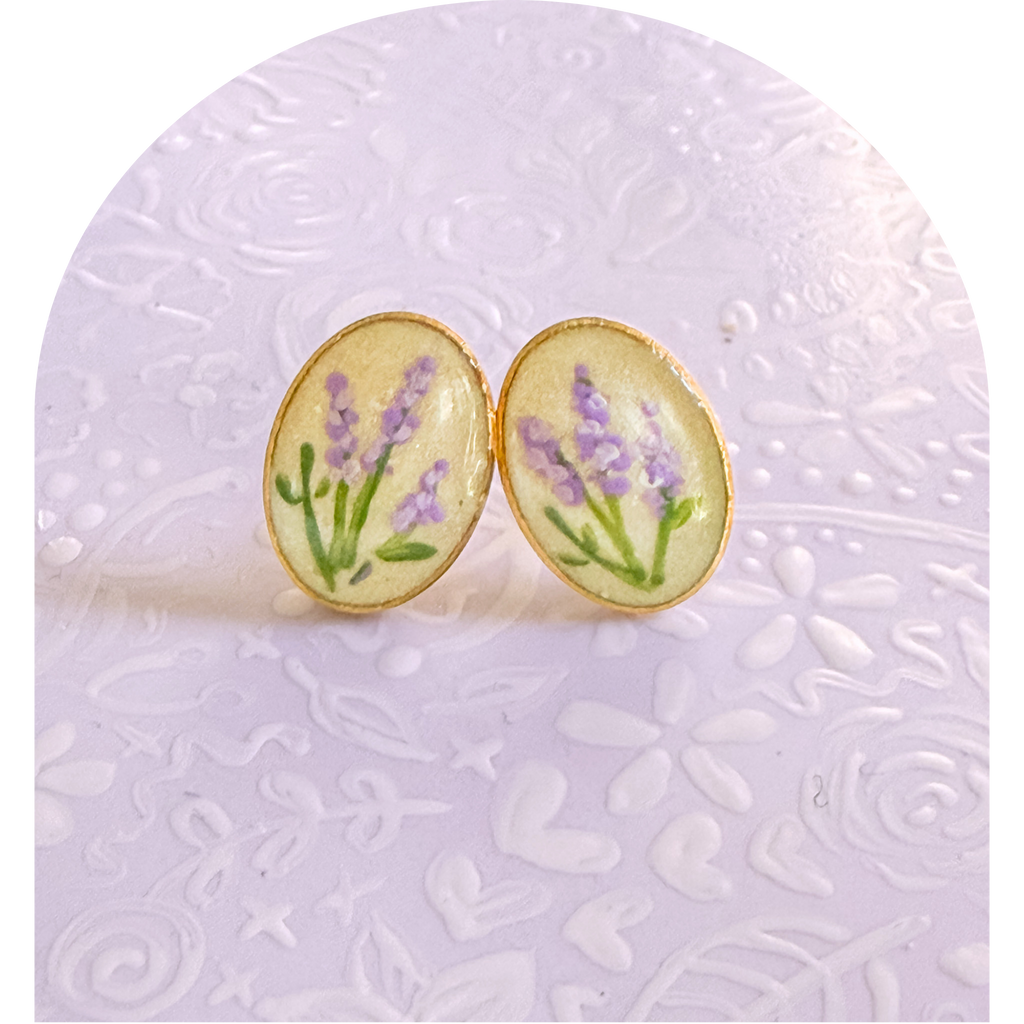 Earrings - Our Lady of Fatima Lavender Studs