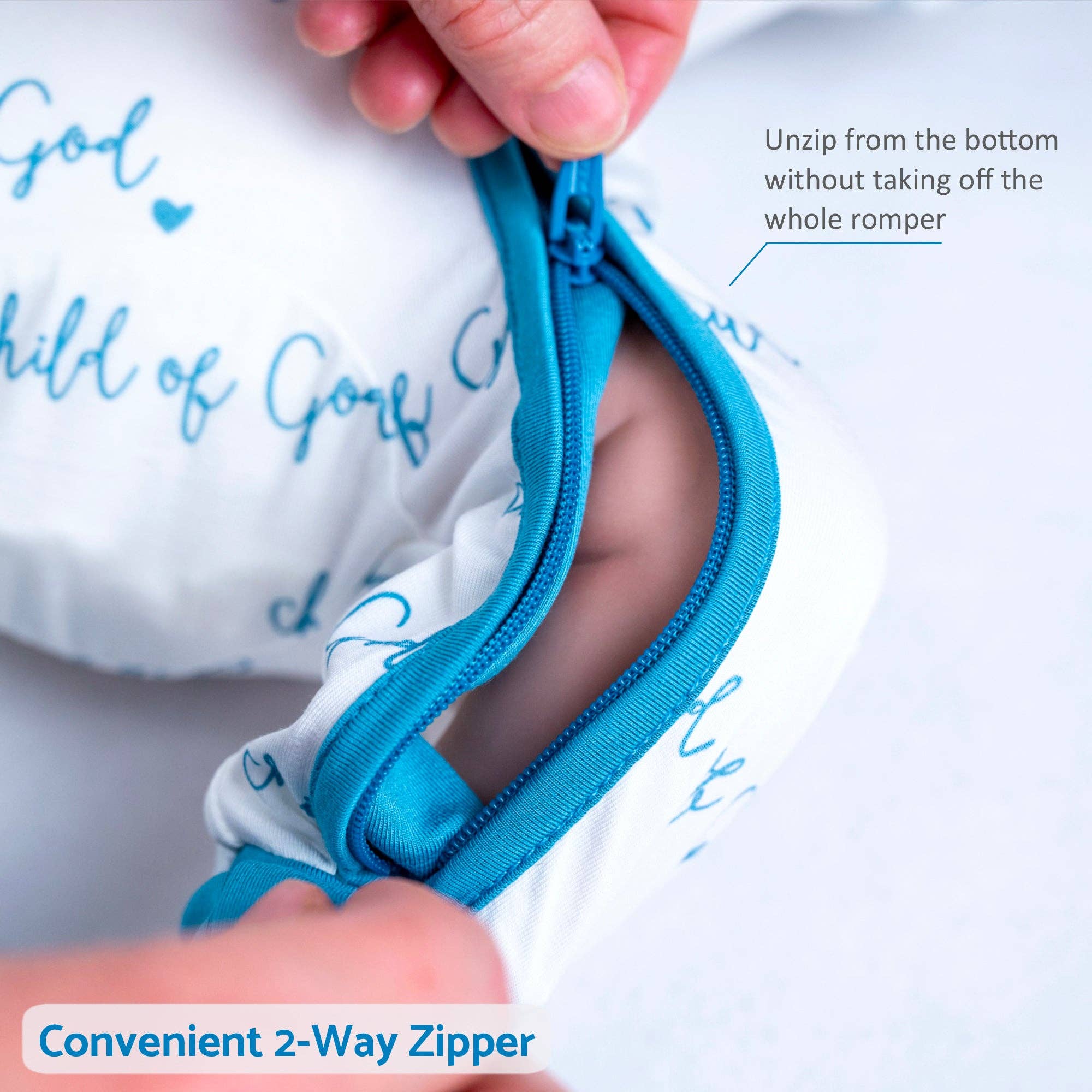 Bamboo Baby Convertible Zipper Pajama Blue Child of God