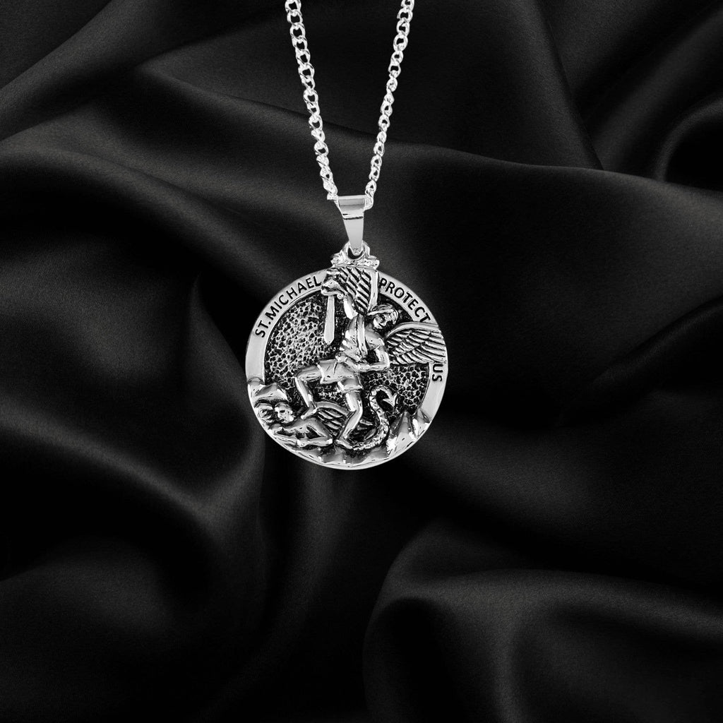 Nk St Michael Round Medal Sil Plt 24