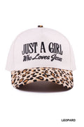 Just a Girl Who Loves Jesus Cheetah Brim Women's Hat