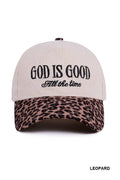 God is Good All The Time Cheetah Brim Women's Hat in Corduroy