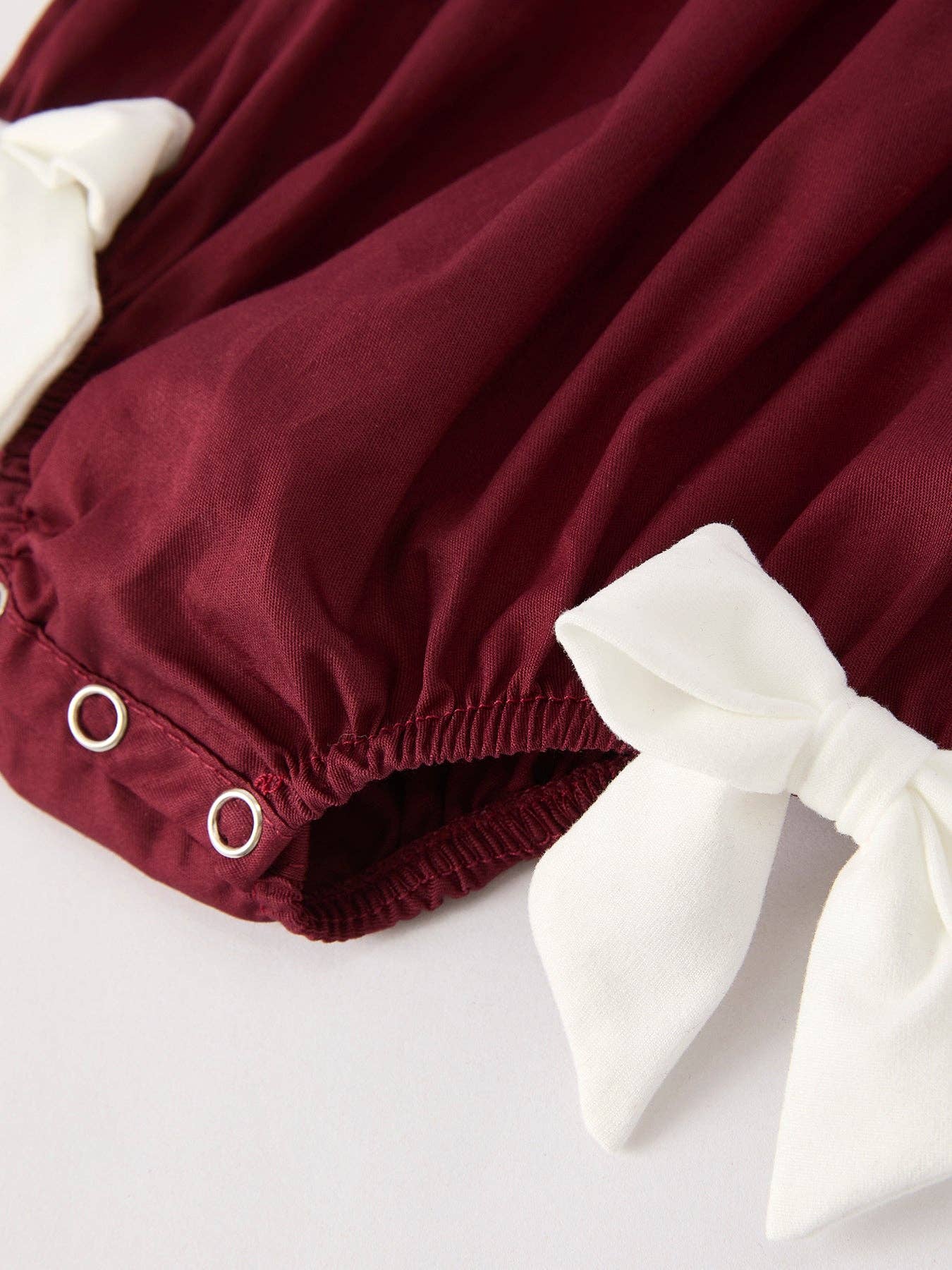 Dark Red Smocked Church Christ Bishop Christening  Girls Romper