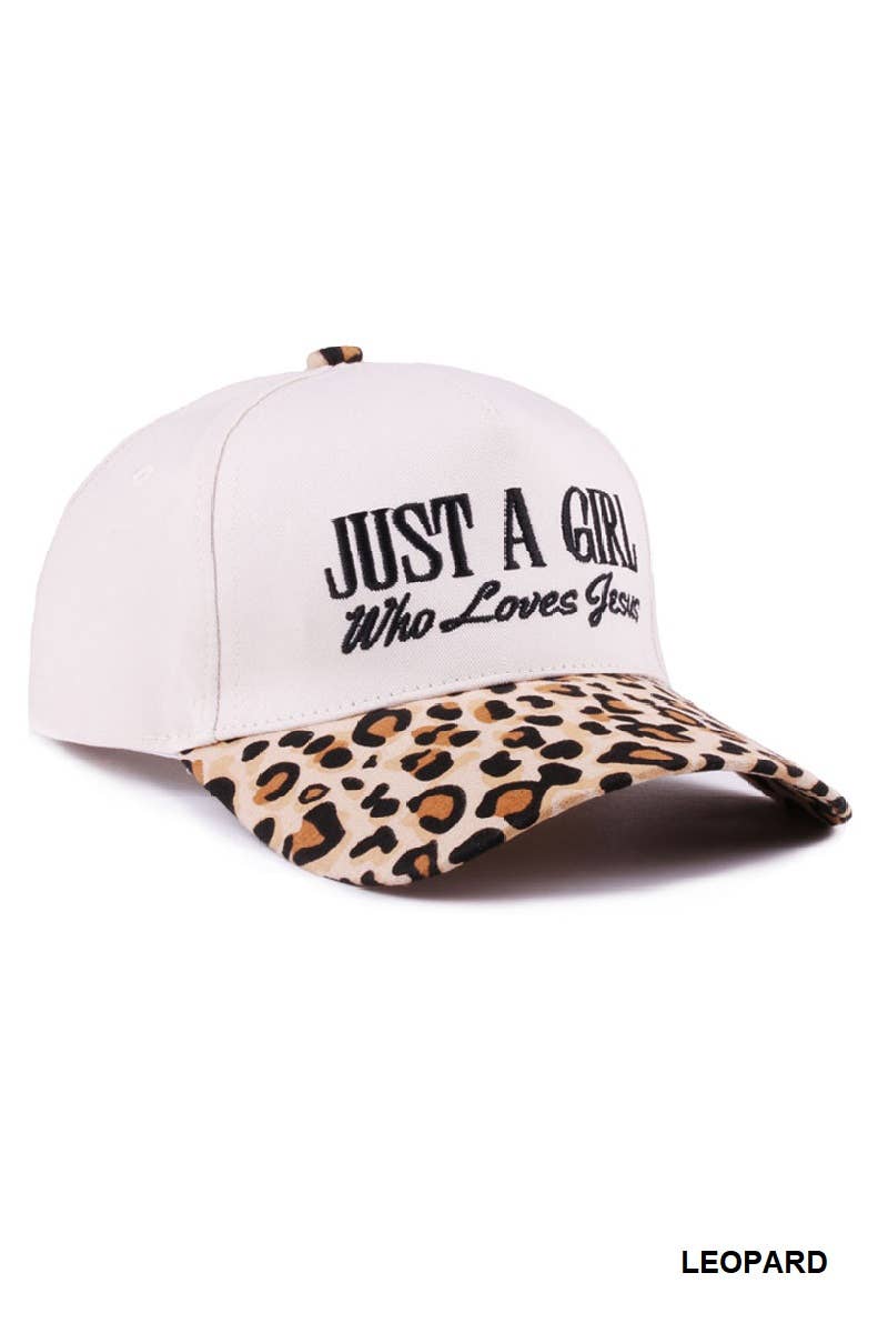 Just a Girl Who Loves Jesus Cheetah Brim Women's Hat
