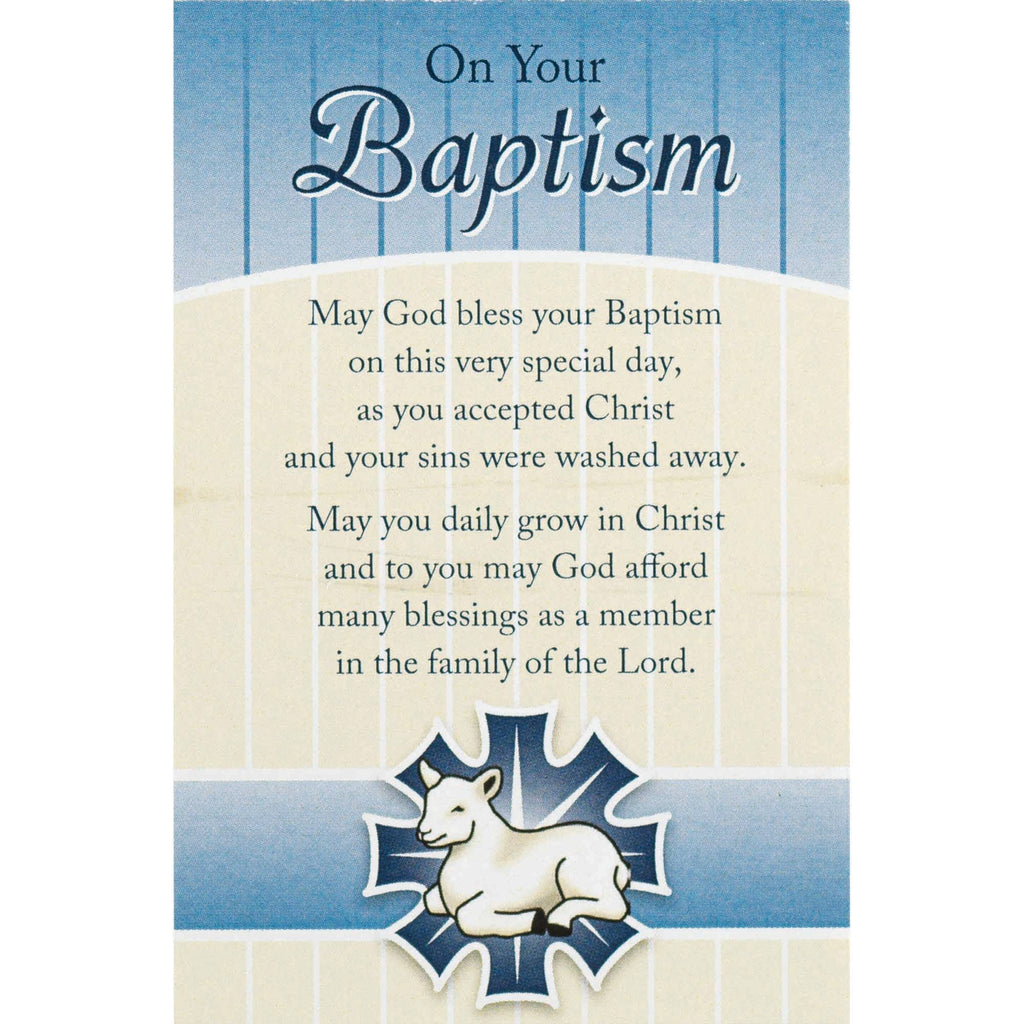 Cross Figure With Card Baptism Resin 3"H