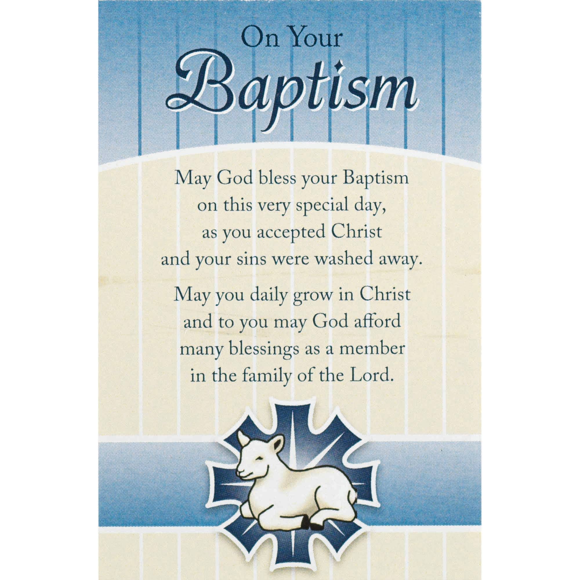 Cross Figure With Card Baptism Resin 3"H
