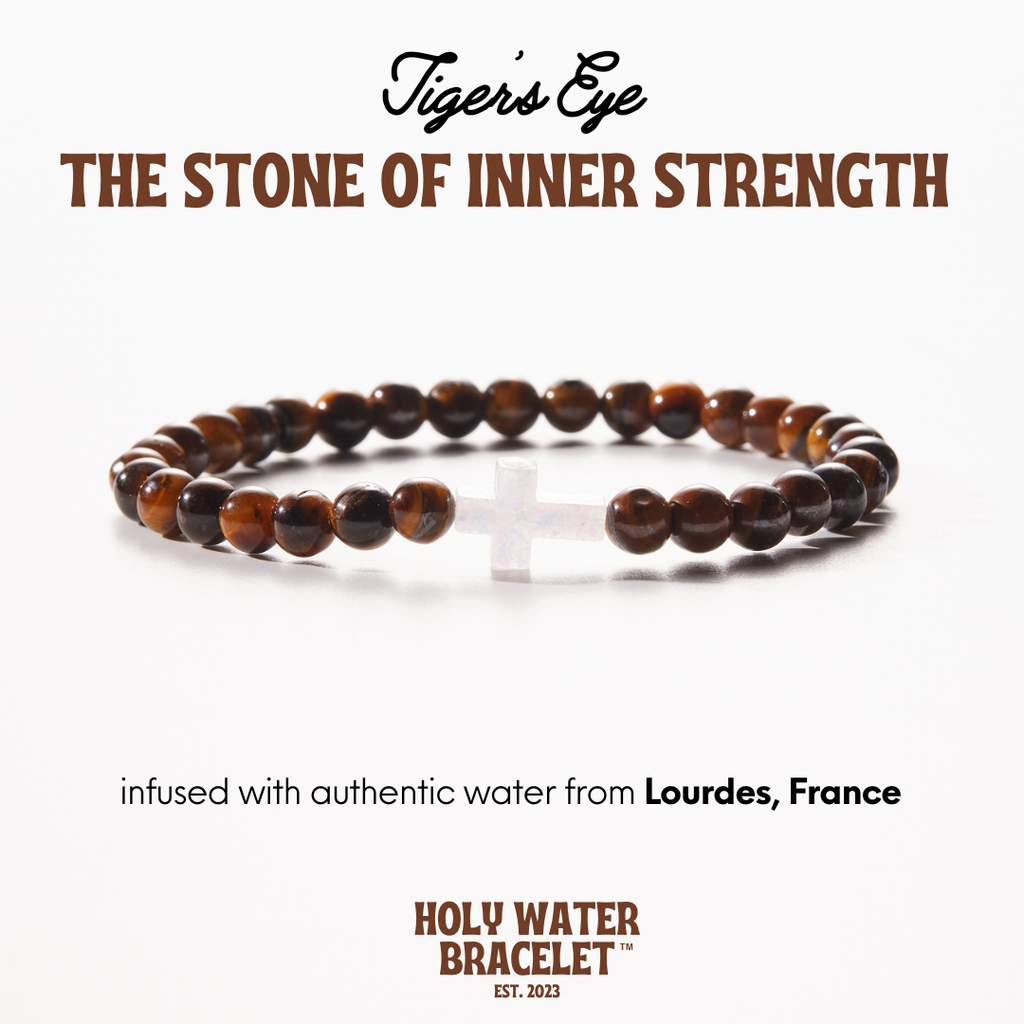 HOLY WATER MEN'S GEMSTONE CROSS BRACELET