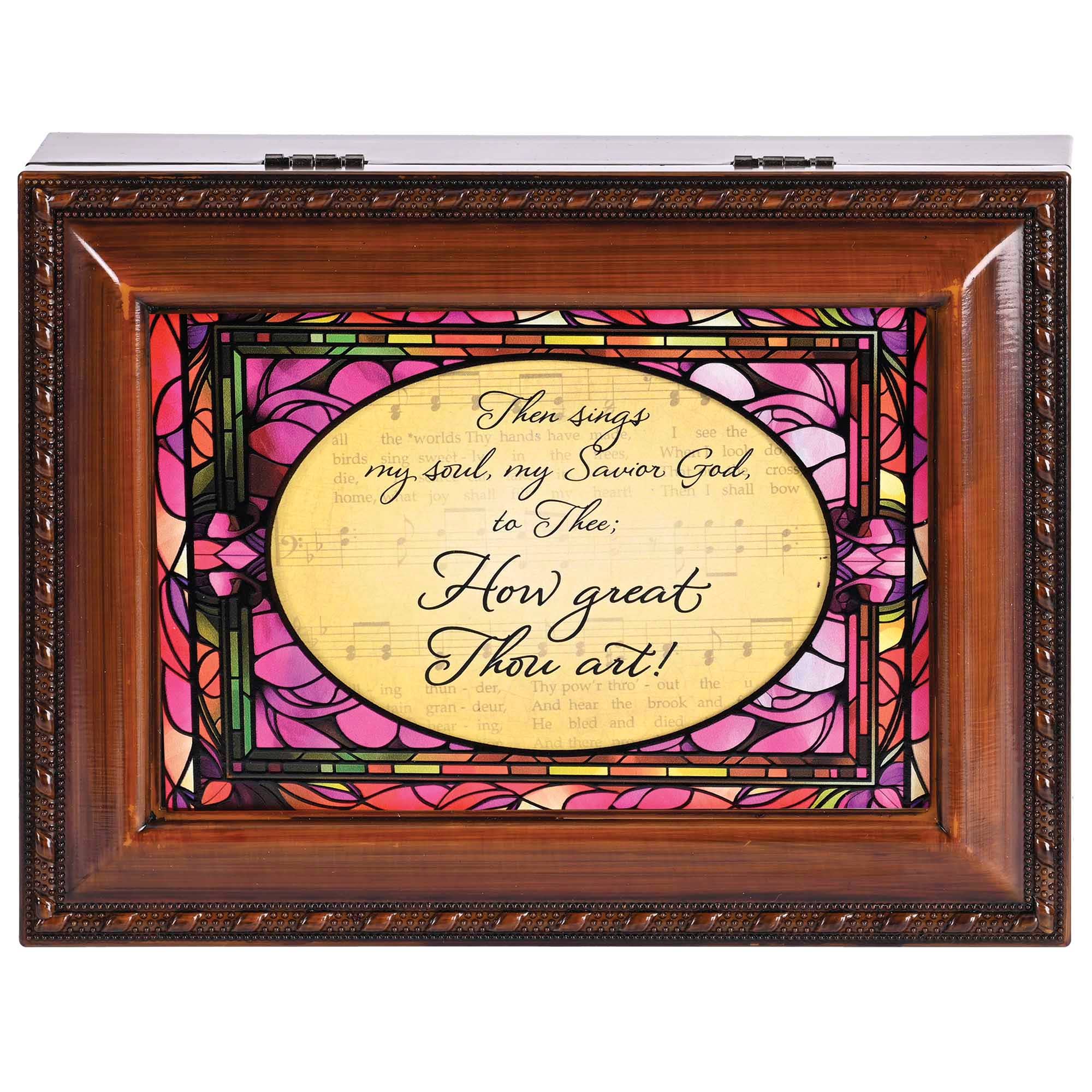 Music Box How Great Thou Art With Printed Glass