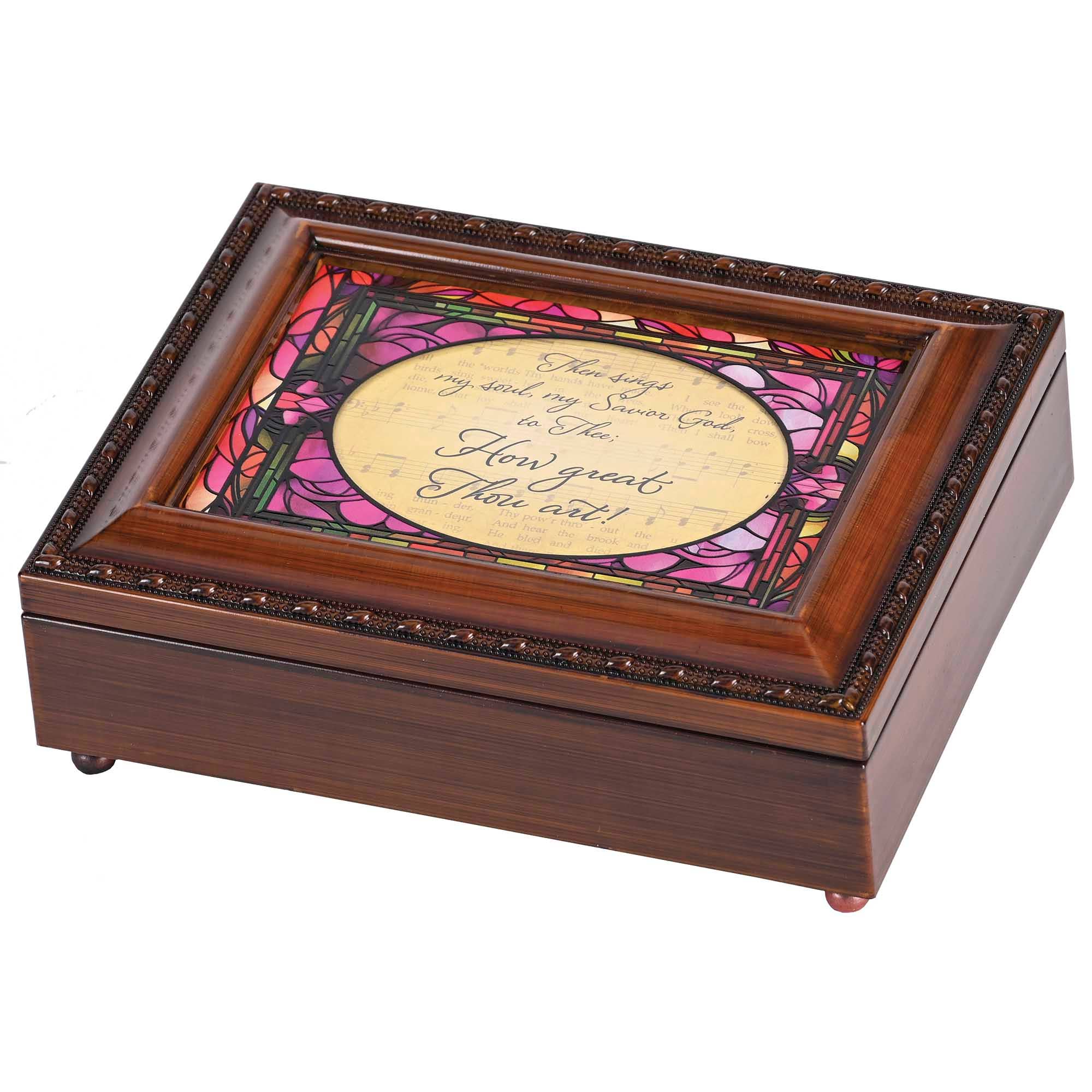 Music Box How Great Thou Art With Printed Glass