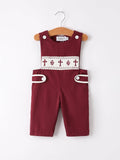 Dark Red Smocked Church Christ Bishop Christening Boys' Romper